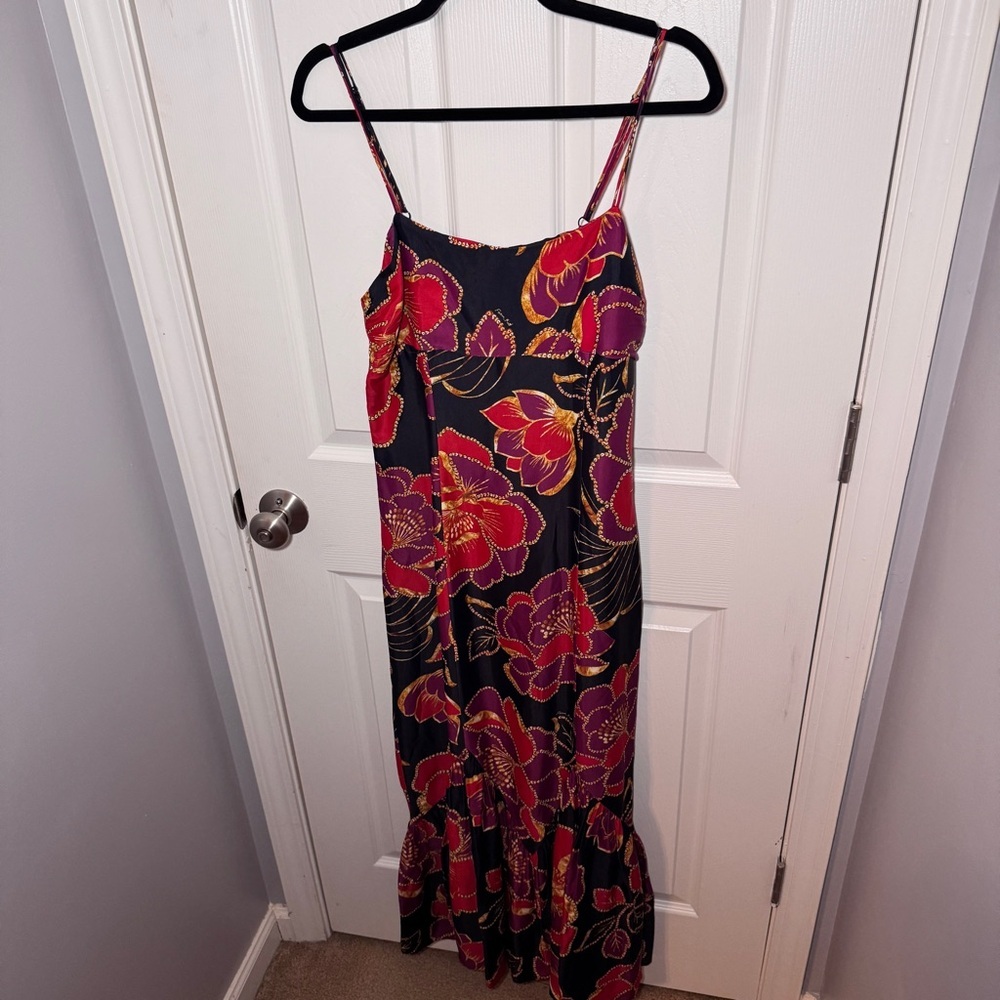 FARM RIO Black Shiny Chita Lenzing Ecovero Maxi Dress - Picture 12 of 16